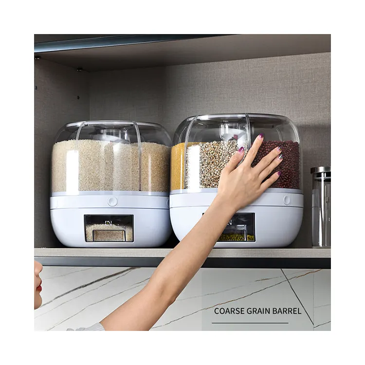 Home Küche Lebensmittel Aufbewahrung boxen Behälter Behälter Transparenter Kunststoff Rotierende Bulk Müsli Reissp ender Aufbewahrung sbox