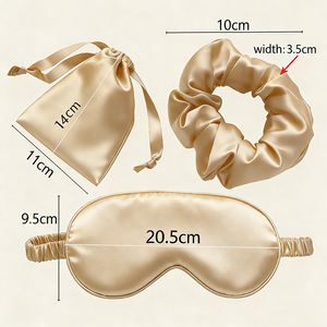 Custom Logo Woven Satin Silk <b>Sleeping</b> <b>Eye</b> <b>Mask</b> Gold Washable Water Resistant Blackout Night Blindfold for Home Use - Product Image 2
