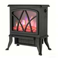 Cheminée électrique PTC 1800W avec effet de flamme 3D et panneau en verre