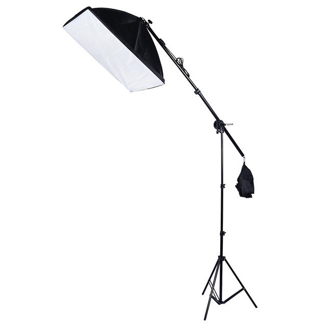 Factory Price 50x70cm Single Light Softbox With Arm Crossbar Bracket 2m Tripod Mount for Live Broadcast