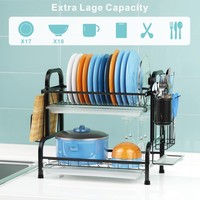 Égouttoir à vaisselle en acier inoxydable antirouille, montage facile, pour comptoir de cuisine, avec plateau d'égouttage amovible