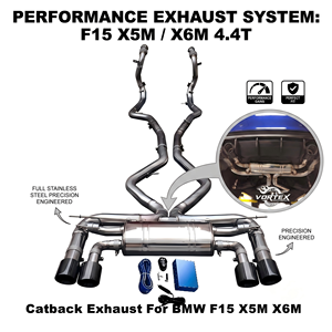 Système d'échappement complet Vortex Performance Front Pipe Valved Catback pour BMW X5M X6M F85 F86 en acier inoxydable SS304, son racing. - Product Image 1