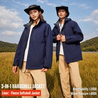 Chaqueta de Invierno 3 en 1 Impermeable Unisex, Cortavientos Desmontable, Chaqueta para Lluvia, Deportes al Aire Libre, Senderismo, Camping, Logotipo Personalizado, Venta al Por Mayor