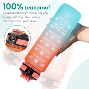 Bouteille d'eau motivante 1L, gourde de sport dégradée avec marqueur de temps, 32oz, logo personnalisé, paille rabattable, gourde spatiale pour la gym, le fitness en extérieur - Product Image 2