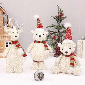 Adorno Navideño de Tela Bordada con Copos de Nieve, Reno y Oso, Muñeco Decorativo para la Sala de Estar - Product Image 1