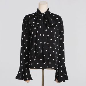Atasan setengah Dot leher tinggi wanita, pakaian kasual kualitas tinggi, atasan Dot leher tinggi, lengan menyala, elegan, musim panas - Product Image 2