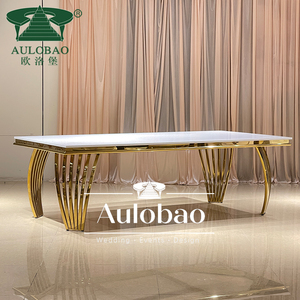 Personalizado más popular MDF superior restaurante de acero inoxidable oro mesa de boda de lujo - Product Image 5