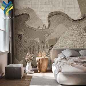 Papel tapiz mural 3D personalizado para <span class=keywords><strong>interior</strong></span>, Paisaje con patrón botánico verde natural, impermeable y antiestático, para el año 22 - Product Image 1