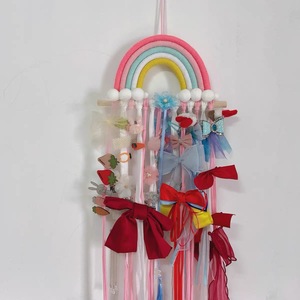 Arazzo da Parete <span class=keywords><strong>Arcobaleno</strong></span> Bohemien in <span class=keywords><strong>Macramè</strong></span> Intrecciato, Porta Fermagli per Capelli per Bambini, Cintura Portaoggetti per Decorazione Domestica - Product Image 5
