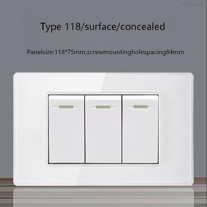 Interruptor de pared con panel blanco, estándar europeo, estadounidense y brasileño, de seguridad, de 1, 2 o 3 botones. - Product Image 4