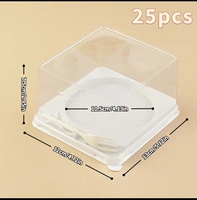 Boîte d'emballage pour cheesecake léger de 4 pouces - Plateau transparent carré avec une fourchette - Boîte à dessert pour yaourt, fromage, mousse