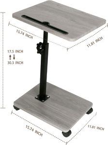 Table de chevet réglable <span class=keywords><strong>en</strong></span> <span class=keywords><strong>hauteur</strong></span> 360 ° Table basse pivotante <span class=keywords><strong>avec</strong></span> roulettes, petite table moderne pour salon, chambre, balcon, terrasse - Product Image 3