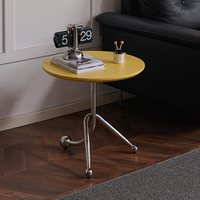 Table basse ronde moderne avec base en acier inoxydable et plateau en MDF, style nordique, meubles de salon pour canapé et balcon