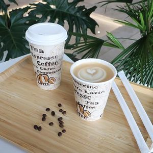 Gobelets en papier pour café et smoothies sans fuite 12 oz et 16 oz en pâte de bois pour les fêtes - Product Image 5