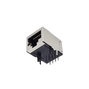 Connecteur <span class=keywords><strong>RJ45</strong></span> <span class=keywords><strong>femelle</strong></span> blindé à port unique, conforme RoHS, boîtier noir en PBT, 10/100/1000 BASE, Ethernet LAN, enregistré - Product Image 2