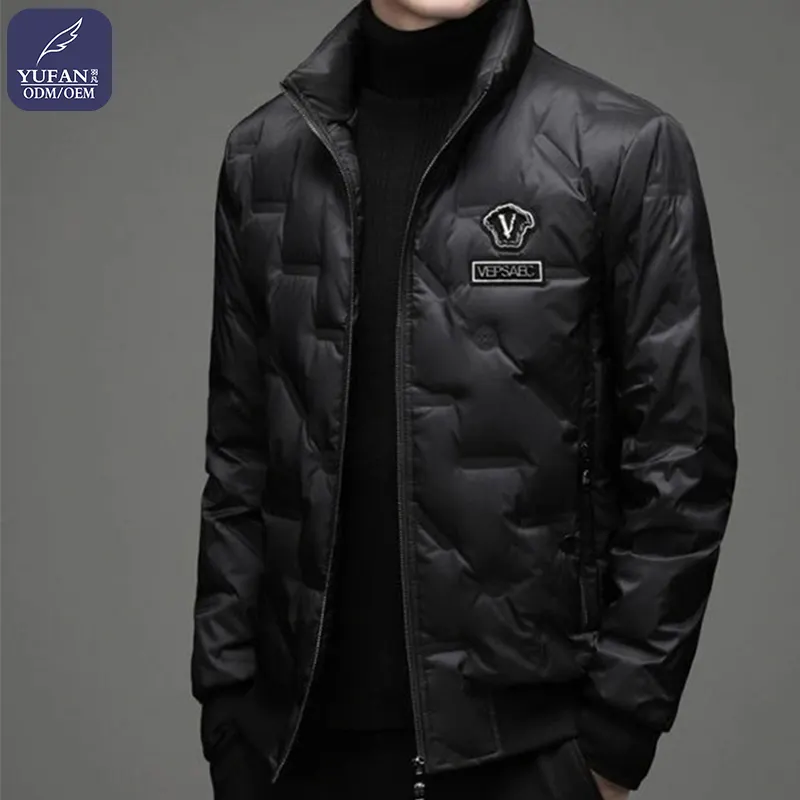 YuFan Wholesale Fashion Black Winter Clothing Designer Coats Custom Soft Waterproof Outdoor Bubble Men's Down Puffer Jacket