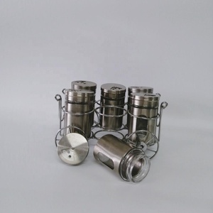 Cuisine De Stockage En Acier Inoxydable Verre Récipient À Épices Ensemble Condiment Cruet avec <span class=keywords><strong>lot</strong></span> de <span class=keywords><strong>6</strong></span> - Product Image 1