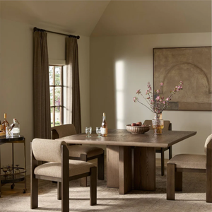 Ernest <b>Dining</b> <b>Table</b> Inspired by minimalist Nordic design, an oak <b>dining</b> <b>table</b> has a base of four plinth legs for a simple - Product Image 1