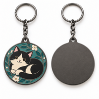 Porte-clés personnalisé avec emblème céleste Chat de Lune, logo personnalisable, cadeau promotionnel direct, fournisseur en gros, fabricant de porte-clés