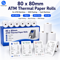 Kertas Thermal Pink Till Rolls 80x80, Gulungan Kertas Thermal 80mm 70gsm Inti 26mm untuk Printer ATM Langsung dari Pabrik