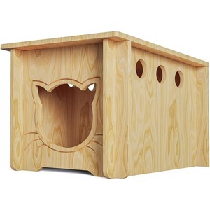 Cross-border wooden pet cat <b>house</b>, solid wood cat <b>bed</b>, all-season wooden detachable cat habitat - Product Image 5