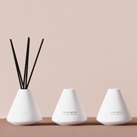 C & H Luxe Personnalisé Couleur et Logo Noir Bâton de Fibre Épaisse Vase en Céramique Diffuseur d'Arôme Roseau