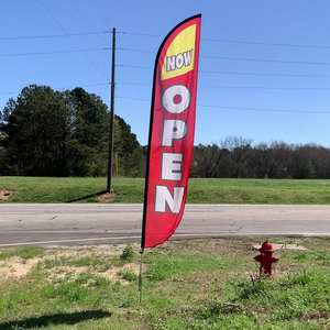 Drapeaux de plumes de vent de bienvenue pour les affaires à l'extérieur des bannières de drapeau de lame coudée publicitaire double face - Product Image 2