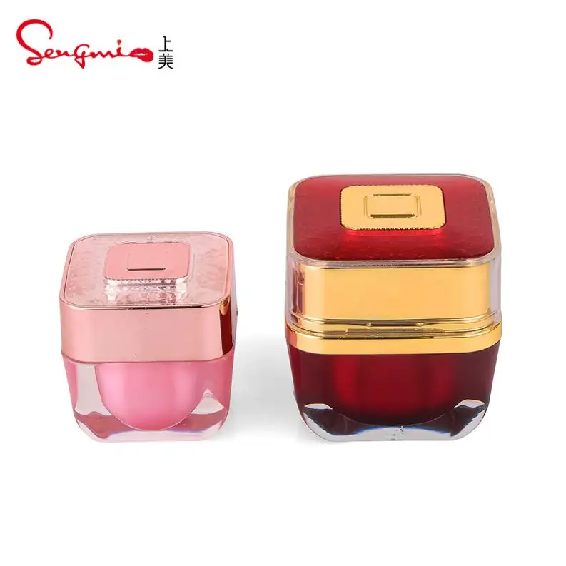Luxury 5g 10g 15g 20g 30g Factory Sale Customized Pink Square Double Wall Cosmetic Cream Container Jar
