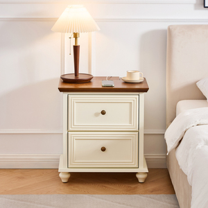 Mid Century Modern Nightstand 22.9 In 2 <b>Drawers</b> Wood <b>Storage</b> Side Cabinet With Charging Station Outlet Hole - Product Image 1