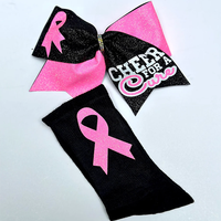 Chaud Rose Paillettes Vinyle Sublimé Cheer Bow Néon Strass Cheer Bow Cancer Sensibilisation Ruban Chaussettes & Gear Personnalisé