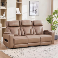 Canapé 3 places en cuir avec table basse intégrée, fonctionnel et électrique, vente directe usine