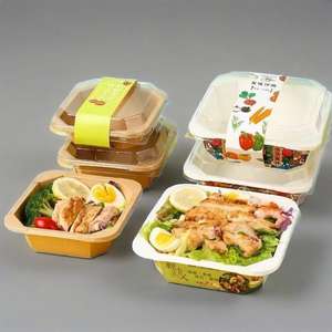 Precio de fábrica, caja de ensalada Kraft ecológica, contenedor de comida desechable, cuenco de papel octogonal Rectangular para Picnic al aire libre - Product Image 4