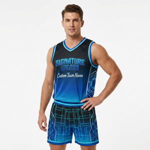 Nouveaux designs, nouveau maillot de basketball personnalisé, col en V, sans manches, sublimé, respirant, en mesh, coupe athlétique unisexe adulte 2026 - Product Image 1