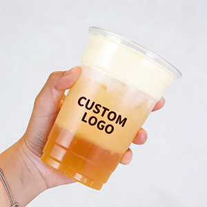 Disposable Reusable <b>Plastic</b> Juice Milk Tea <b>Cups</b> Double Wall 90mm Diameter Transparent Personalized 16OZ Customized Logo 400ML - Product Image 6