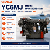 Moteur diesel marin Yuchai série YC6MJ 1500 tr/min 1800 tr/min 2100 tr/min 2300 tr/min 2400 tr/min pour navires de transport de marchandises et navires gouvernementaux