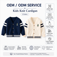 Kinder Frühling Herbst V-Ausschnitt Strickjacke 68% Baumwollmischung Bestickt Schulstil Gestreifter Lässiger Pullover Mantel für Jungen Mädchen