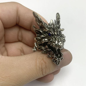 हिसरा सबसे ज्यादा बिकने वाली विंटेज मिश्र धातु प्राकृतिक पत्थर इलेक्ट्रोप्लेटेड ड्रैगन खोलने समायोज्य इनले रिंग पुरुषों के फैशन पंक - Product Image 6