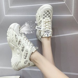 Nouvelle Arrivée Chaussures de Sport <span class=keywords><strong>Femme</strong></span> Tendance Plateforme Rehaussante Baskets de Course Extérieures Respirantes à Tige en Maille - Product Image 4