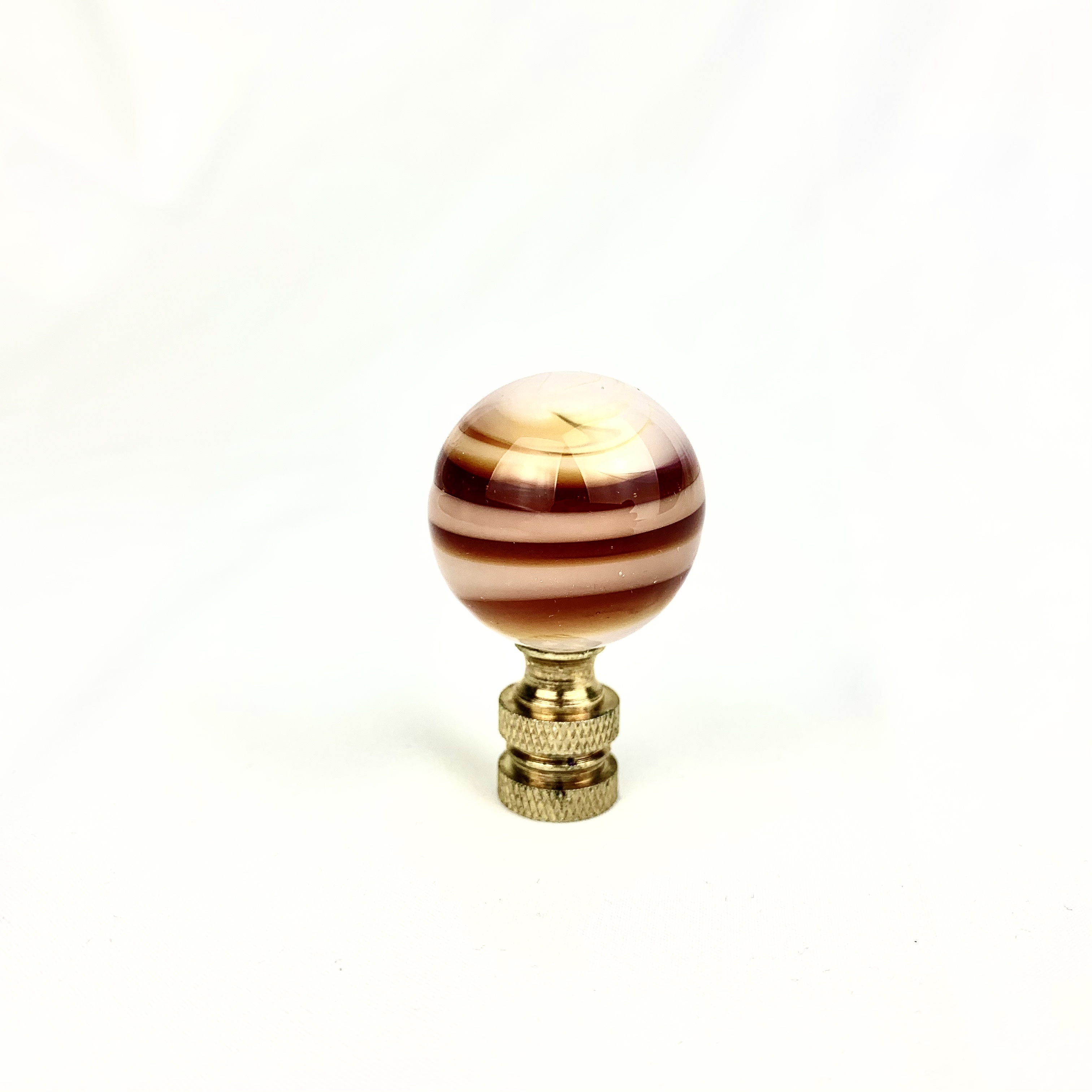 2020 House Lighting Finials Red And White Stripe Ball Design With 1/4-27 Tapped Lamp Finials For Lamp Shade Decor