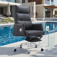 Chaise de bureau ergonomique réglable en cuir PU moderne et pratique avec piètement chromé, confortable pour la maison, le bureau, l'école et le salon