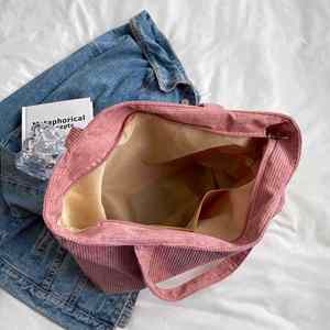 Bolso de mano vintage de pana para mujer, bolso de compras informal, bolso hobo de gran capacidad, bandolera con bolsillo y cremallera - Product Image 3