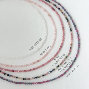 Minimalistische Zarte 2-3mm Mikro-Facettierte Natürliche Edelstein-Perlen Choker-Halskette Heilkristall-Halskette Schmuck für Sie Geschenke - Product Image 5