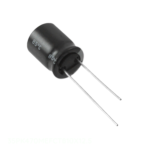 Condensateur original 470 uF traversant, en aluminium, 470UF 20% 35V RADIAL TH 35PK470MEFCT810X12.5 - Product Image 1