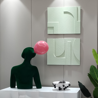 Ensemble de 2 panneaux décoratifs 3D en relief abstraits, texture géométrique crème et blanche, pour salon moderne et mur TV