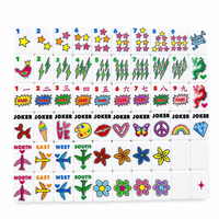 Ensemble de Mahjong Américain de Luxe, Tuiles Acryliques Blanches Mono-couche de 1,42 Pouce, Thème Dessin Animé Enfance, Laser Double Face, Portable