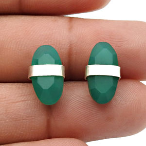 Conjunto de bisel hecho a mano de lujo con forma única, pendientes de piedras preciosas de ónix verde Natural 100%, joyería de declaración fina para mujer OEM - Product Image 4