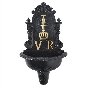 VR Mur Fontaine Lavabo Artisanat Fonte D'aluminium Noir Poudre Enduit Mur En Métal Fontaine Bassin Décoration Articles Pas Cher Prix - Product Image 1
