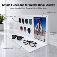 Présentoir personnalisé en acrylique blanc écologique pour verres de lunettes de soleil, 7 emplacements pour échantillons, panneaux interchangeables, avec couvercle de protection