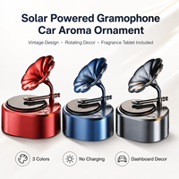 Diffuseur de voiture vintage style gramophone, désodorisant multifonctionnel, ornement rotatif pour tableau de bord, rechargeable avec tablette parfumée en plastique