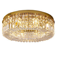 Plafonnier LED moderne en acier et cristal avec lumière blanche froide, alimentation CA, pour salon - Design haut de gamme pour hôtels